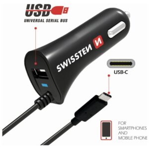 SWISSTEN CL autonabíječka USB-C a USB 2