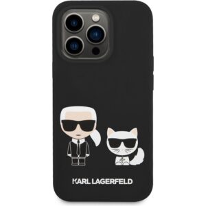 Karl Lagerfeld MagSafe kryt Liquid Silicone Karl and Choupette iPhone 14 Pro černý
