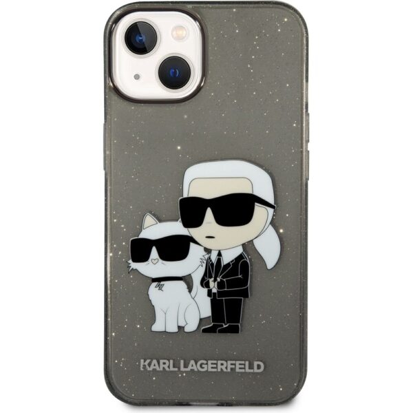 Karl Lagerfeld IML Glitter Karl and Choupette NFT kryt iPhone 14 černý