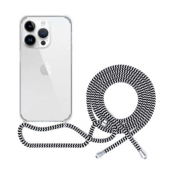 EPICO transparentní kryt se šňůrkou pro iPhone 13 Pro černo-bílá
