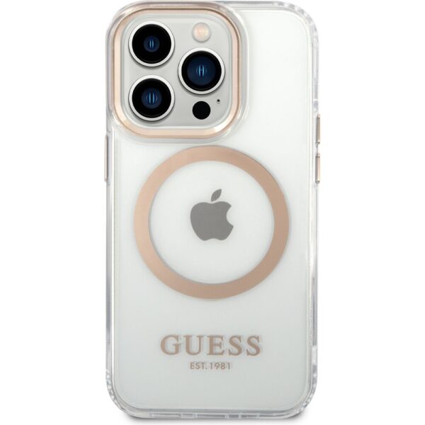 Guess Transparent MagSafe kryt iPhone 14 Pro Max zlatý