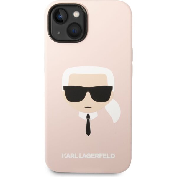 Karl Lagerfeld Liquid Silicone Karl Head kryt iPhone 14 růžový