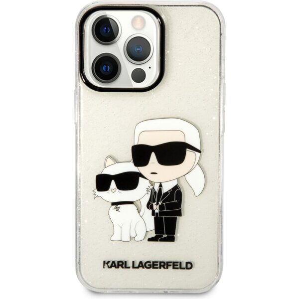 Karl Lagerfeld IML Glitter Karl and Choupette NFT kryt iPhone 13 Pro čirý