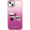 Karl Lagerfeld Gradient Karl and Choupette kryt iPhone 14 Plus růžový