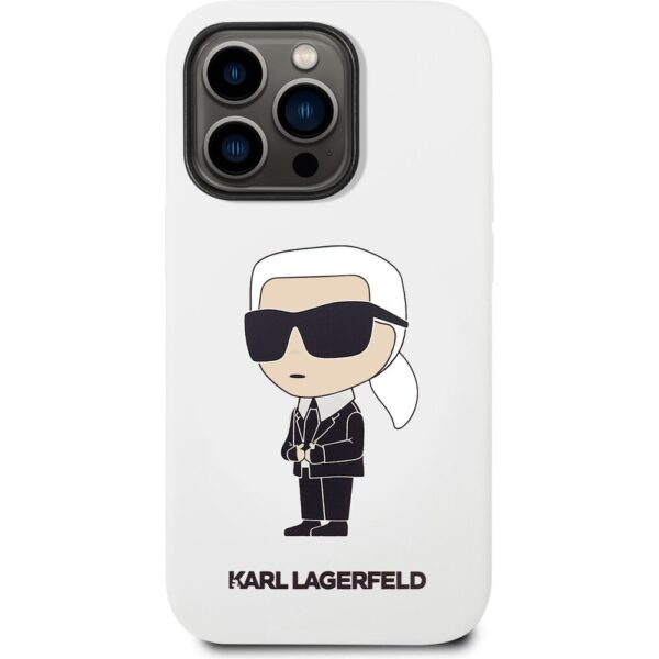 Karl Lagerfeld Liquid Silicone Ikonik NFT kryt iPhone 14 Pro Max bílý