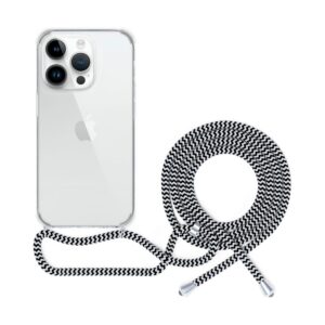 EPICO transparentní kryt se šňůrkou pro iPhone 14 Pro černo-bílá