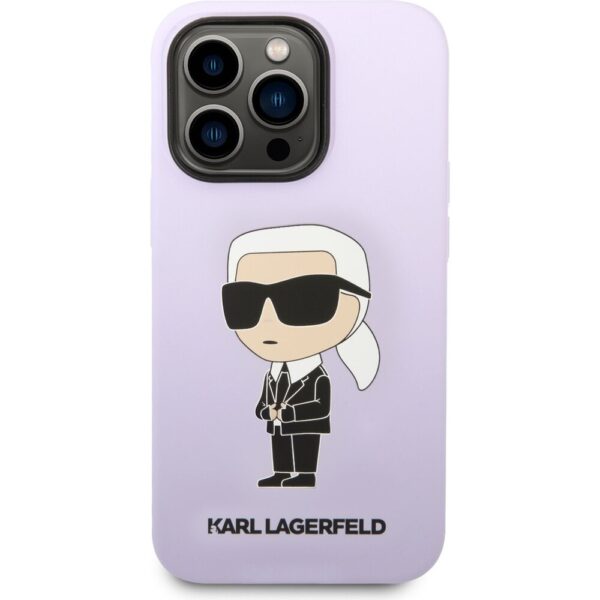 Karl Lagerfeld Liquid Silicone Ikonik NFT kryt iPhone 14 Pro fialový