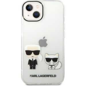 Karl Lagerfeld PC/TPU Ikonik Karl and Choupette kryt iPhone 14 čirý