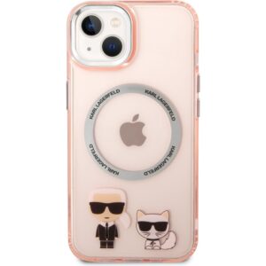 Karl Lagerfeld MagSafe kryt Karl and Choupette iPhone 14 růžový