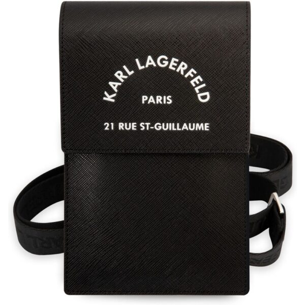 Karl Lagerfeld Saffiano Rue Saint Guillaume Wallet Phone Bag černé
