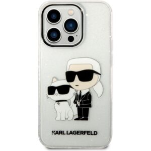 Karl Lagerfeld IML Glitter Karl and Choupette NFT kryt iPhone 14 Pro Max čirý