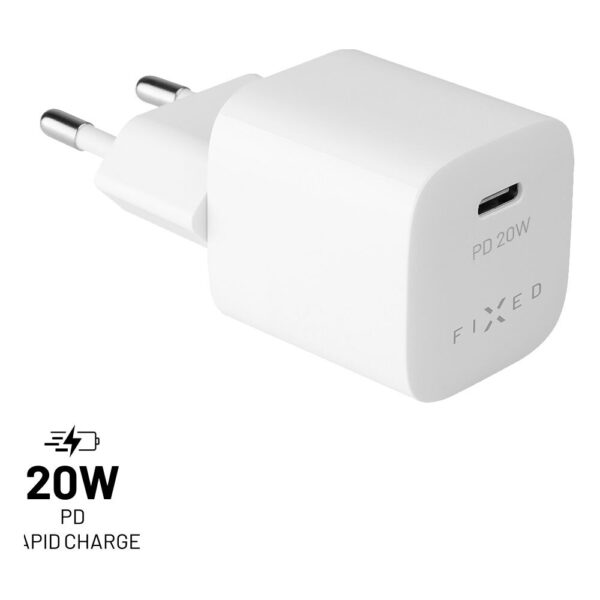 FIXED Mini nabíječka s USB-C výstupem a podporou PD 20W bílá