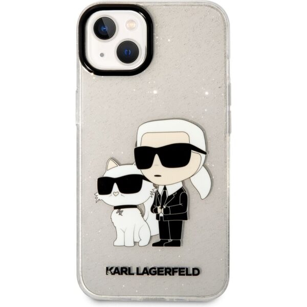 Karl Lagerfeld IML Glitter Karl and Choupette NFT kryt iPhone 13 čirý
