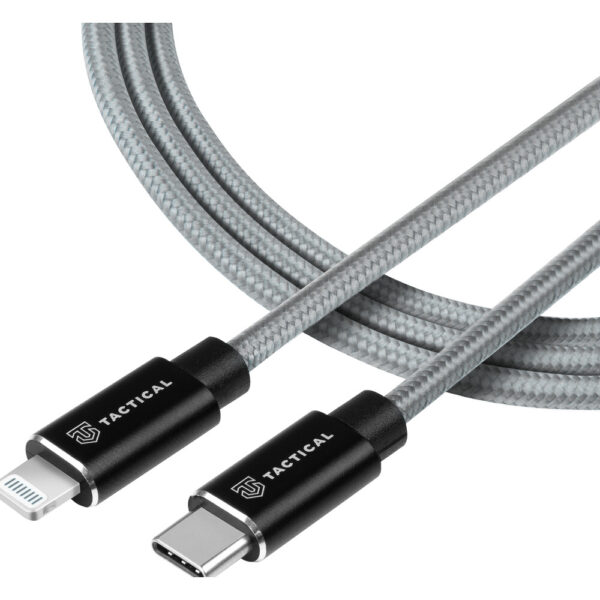 Tactical Fast Rope Aramid Cable USB-C/Lightning MFI 1m šedý