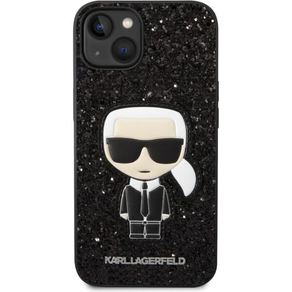 Karl Lagerfeld Glitter Flakes Ikonik kryt iPhone 14 černý