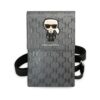 Karl Lagerfeld Monogram Ikonik Path Wallet Phone Bag stříbrné
