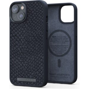 NJORD Salmon Leather Magsafe Case iPhone 13/14 Black