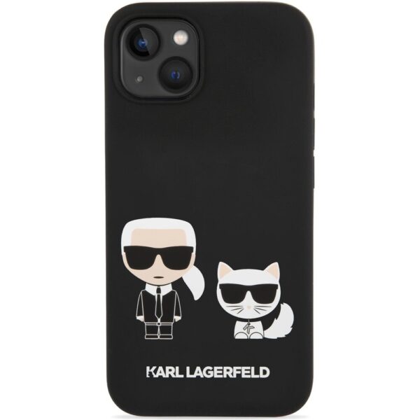 Karl Lagerfeld MagSafe kryt Liquid Silicone Karl and Choupette iPhone 14 černý