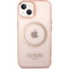 Guess Translucent MagSafe kryt iPhone 14 Plus růžový