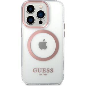 Guess Transparent MagSafe kryt iPhone 14 Pro Max růžový