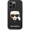 Karl Lagerfeld Liquid Silicone Karl Head kryt iPhone 14 Pro černý