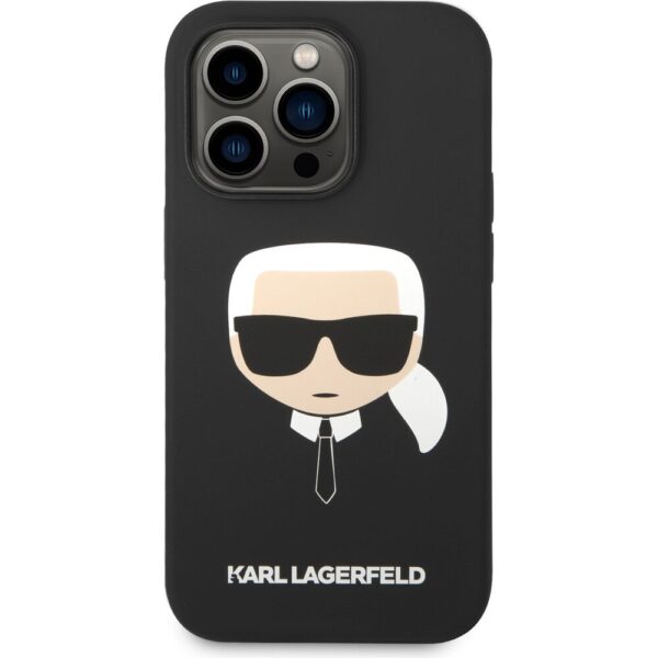 Karl Lagerfeld Liquid Silicone Karl Head kryt iPhone 14 Pro černý