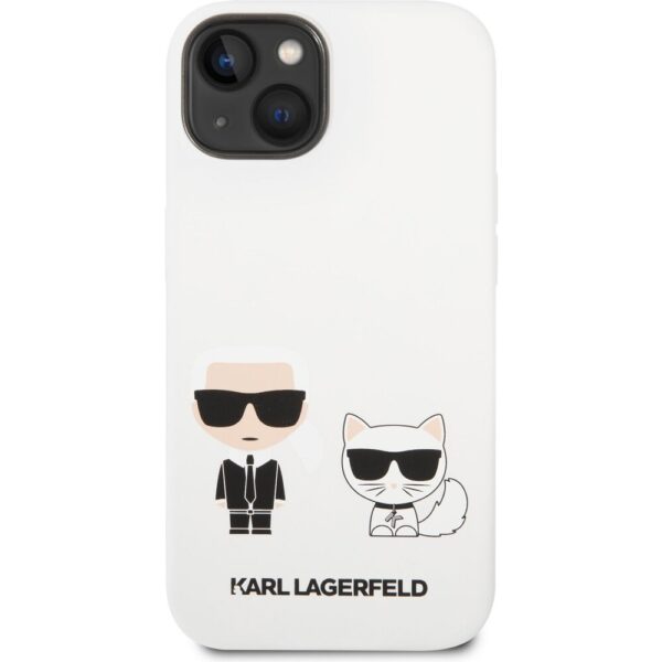 Karl Lagerfeld and Choupette Liquid Silicone kryt iPhone 14 bílý