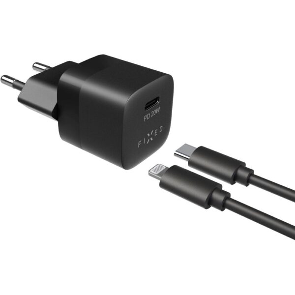 FIXED Mini nabíječka s USB-C výstupem a kabelem Lightning 1 metr PD 20W