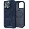 NJORD Salmon Leather Magsafe Case iPhone 13/14 Pro Max Blue